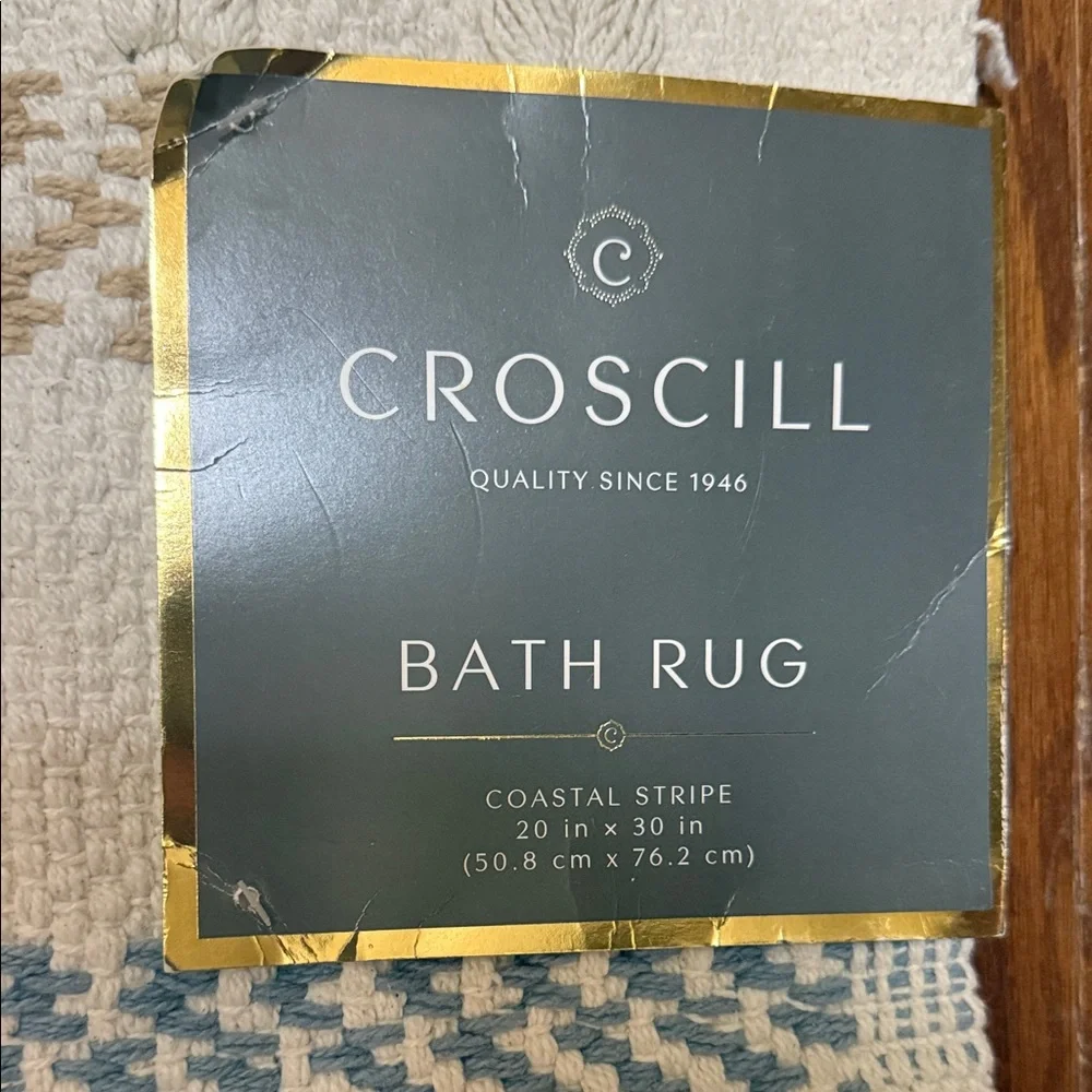 Croscill Textured Bath Rug with Blue and Beige Accents
